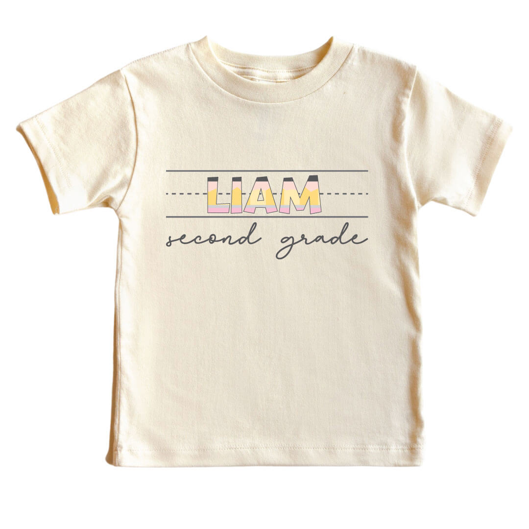 Personalized New Grade Kids Graphic Tee | Natural
