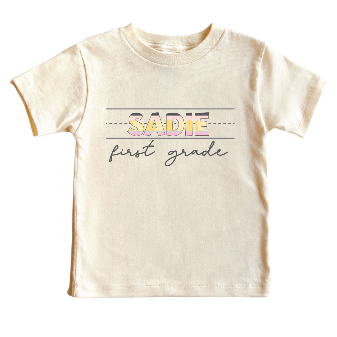 Personalized New Grade Kids Graphic Tee | Natural