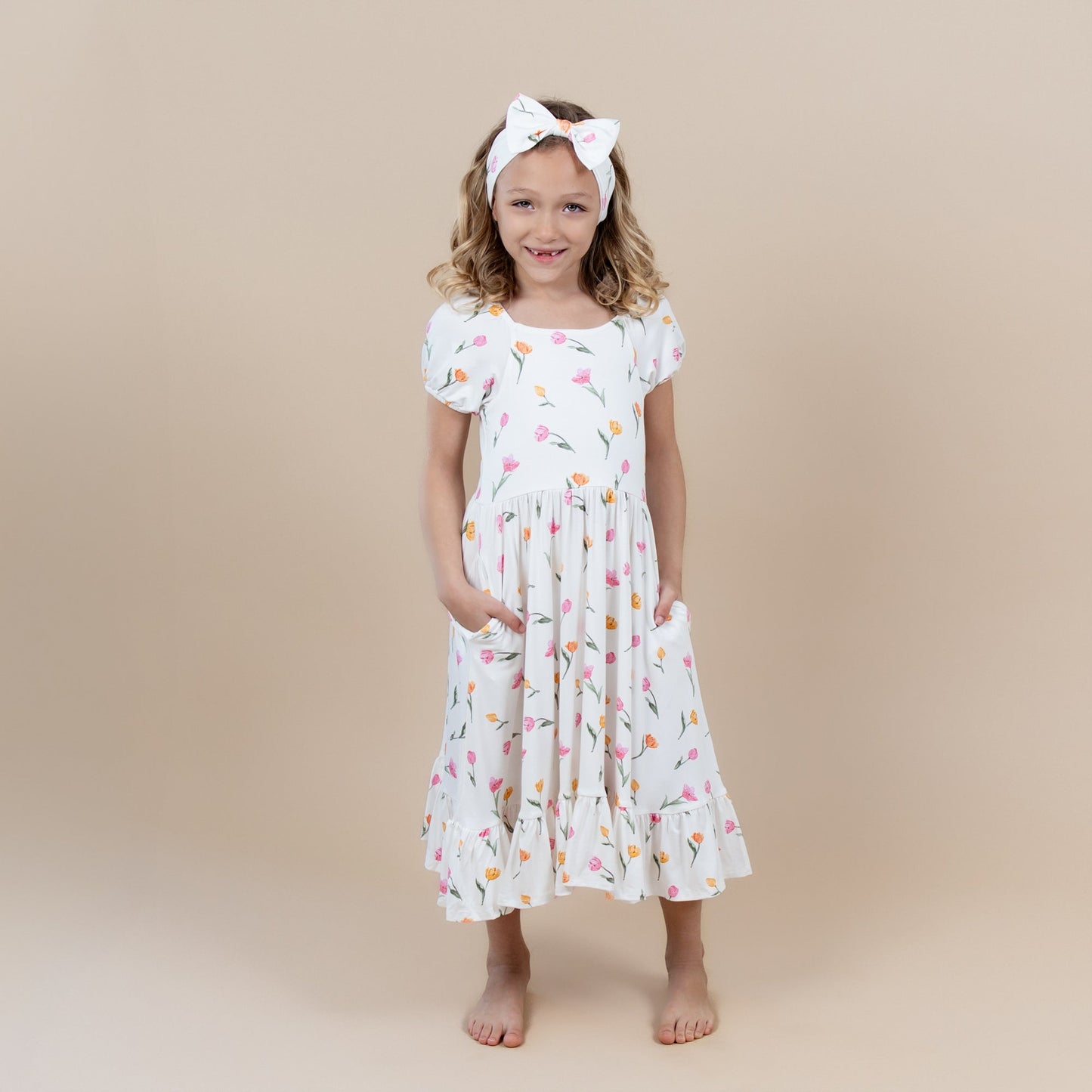 Puff Sleeve Twirl Dress in Tulip